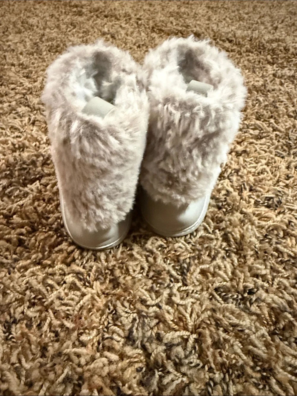 3-6 months baby boots Pink & Gray Faux Fur